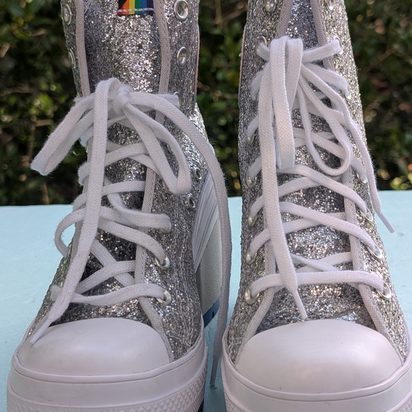 Converse Silver Glitter High-Tops - Picture 1 of 15